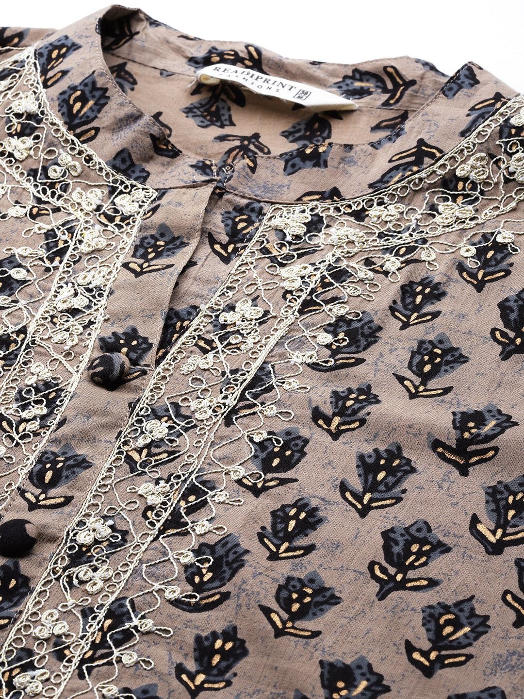 Straight Style Cotton Fabric Black Color Kurti Bottom & Dupatta