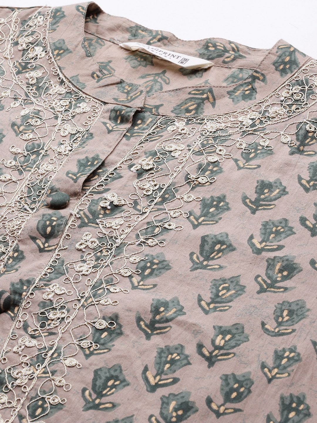 Straight Style Cotton Fabric Green Color Kurti Bottom & Dupatta