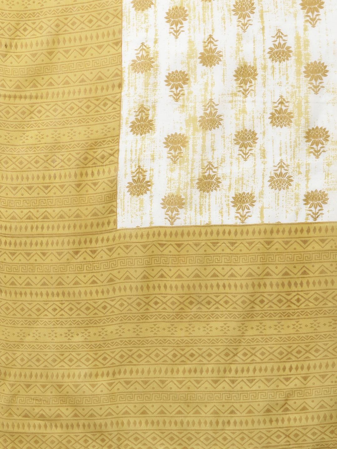 Straight Style Cotton Fabric Mustard Color Printed Kurti And Bottom With Dupatta