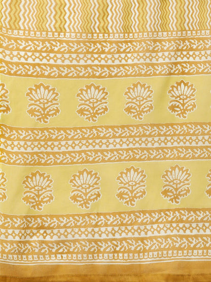 Straight Style Cotton Fabric Yellow Color Kurti Bottom And Dupatta