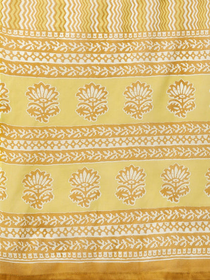Straight Style Cotton Fabric Yellow Color Kurti Bottom And Dupatta
