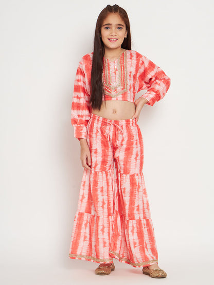 Straight Style Silk Fabric Red Color Top And Sharara