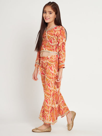 Straight Style Cotton Fabric Brown Color Top And Palazzo