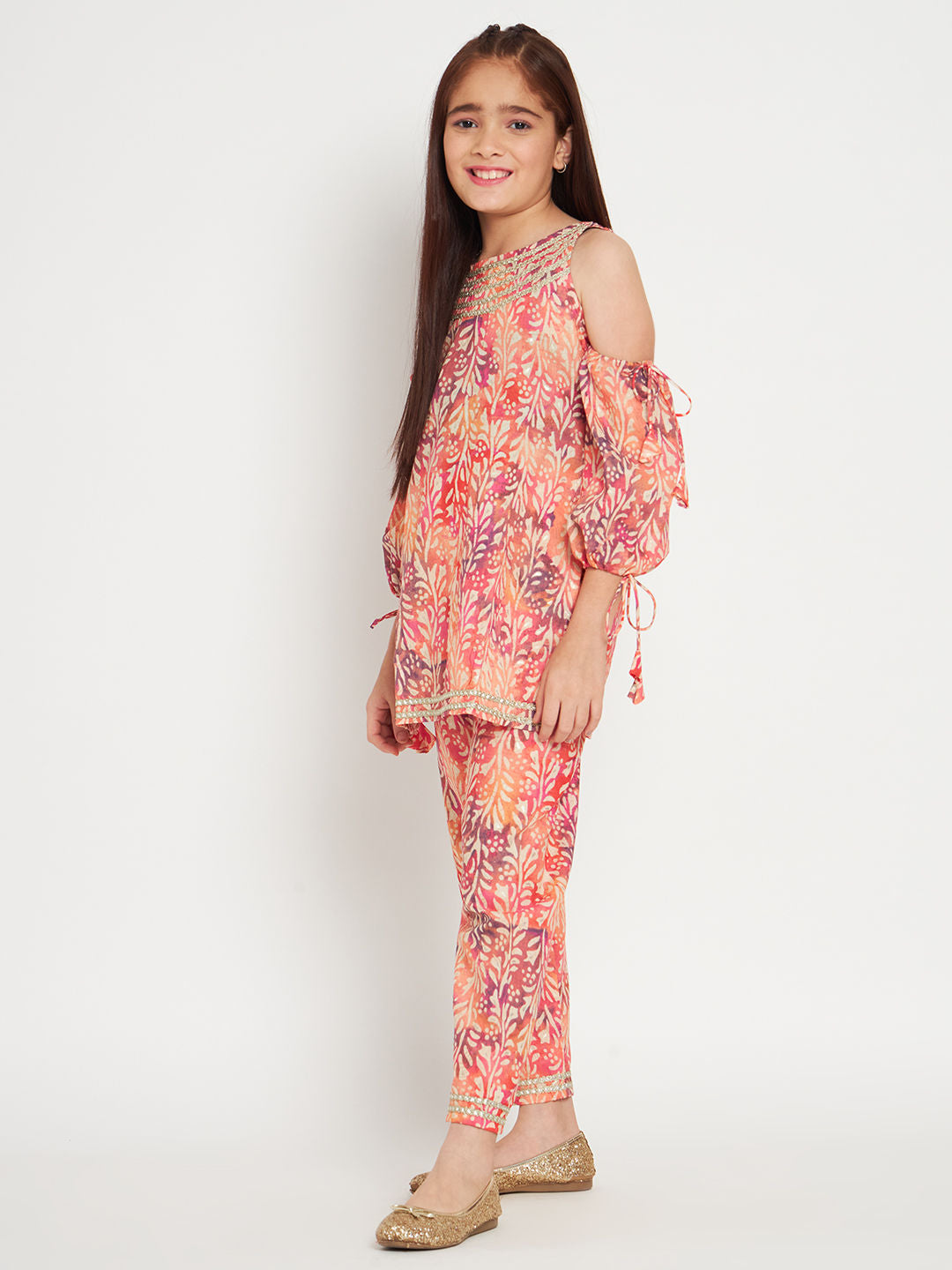 Straight Style Cotton Fabric Multi Color Kurti And Pyjama
