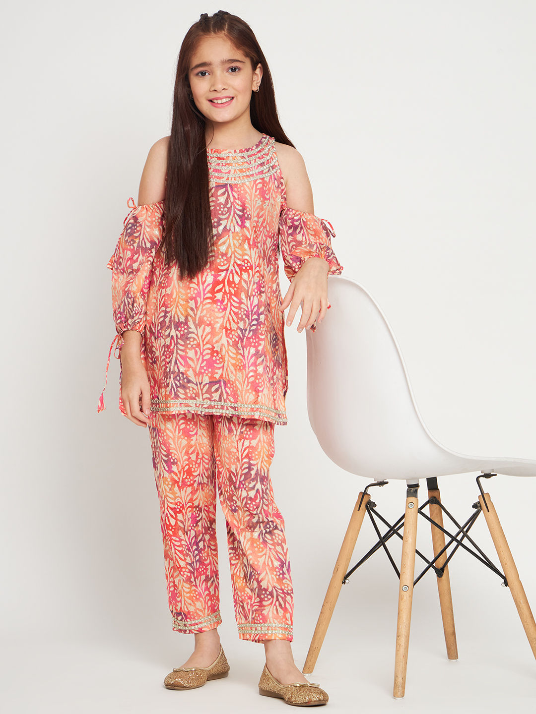 Straight Style Cotton Fabric Multi Color Kurti And Pyjama
