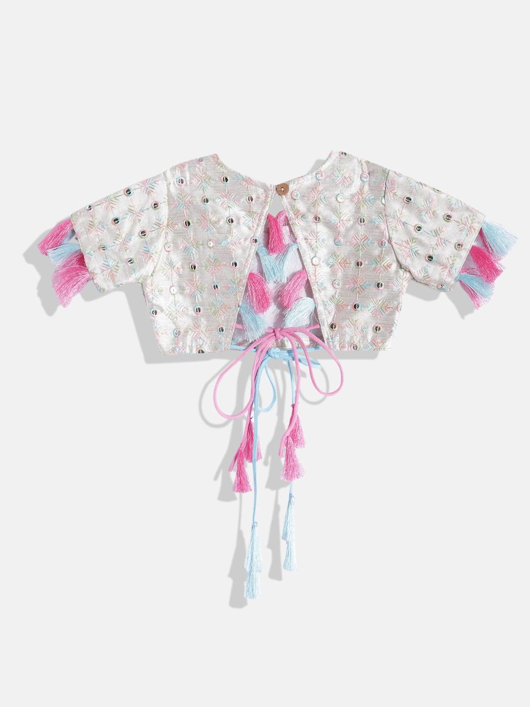 Straight Style Silk Fabric Cream & Pink Color Top And Bottom