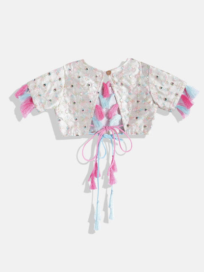 Straight Style Silk Fabric Cream & Pink Color Top And Bottom