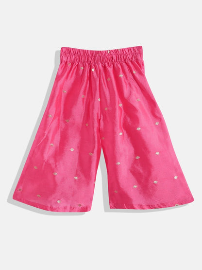 Straight Style Silk Fabric Cream & Pink Color Top And Bottom