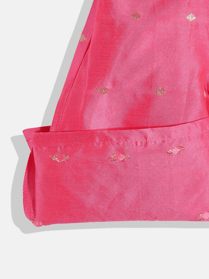 Straight Style Silk Fabric Cream & Pink Color Top And Bottom