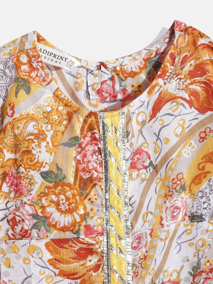A-Line Style Cotton Fabric Mustard Color Kurti And Sharara