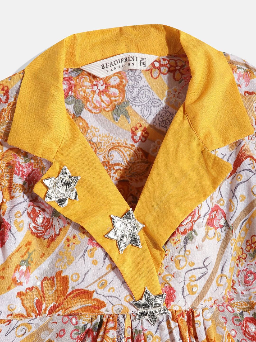 Anarkali Style Cotton Fabric Mustard Color Kurti And Pyjama