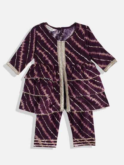 Frock Style Rayon Fabric Violet Color Printed Kurti And Pyjama