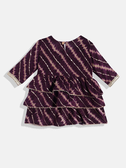 Frock Style Rayon Fabric Violet Color Printed Kurti And Pyjama