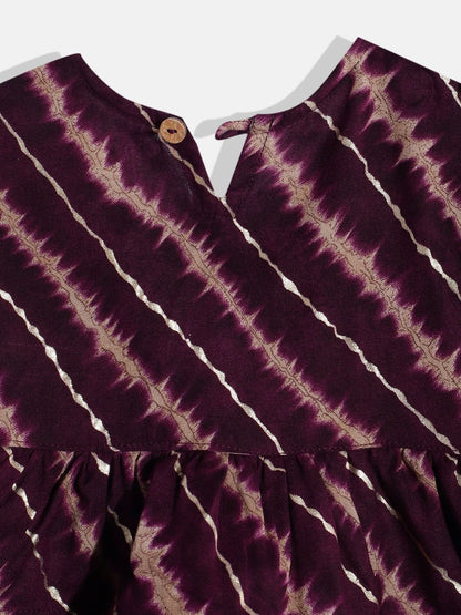 Frock Style Rayon Fabric Violet Color Printed Kurti And Pyjama