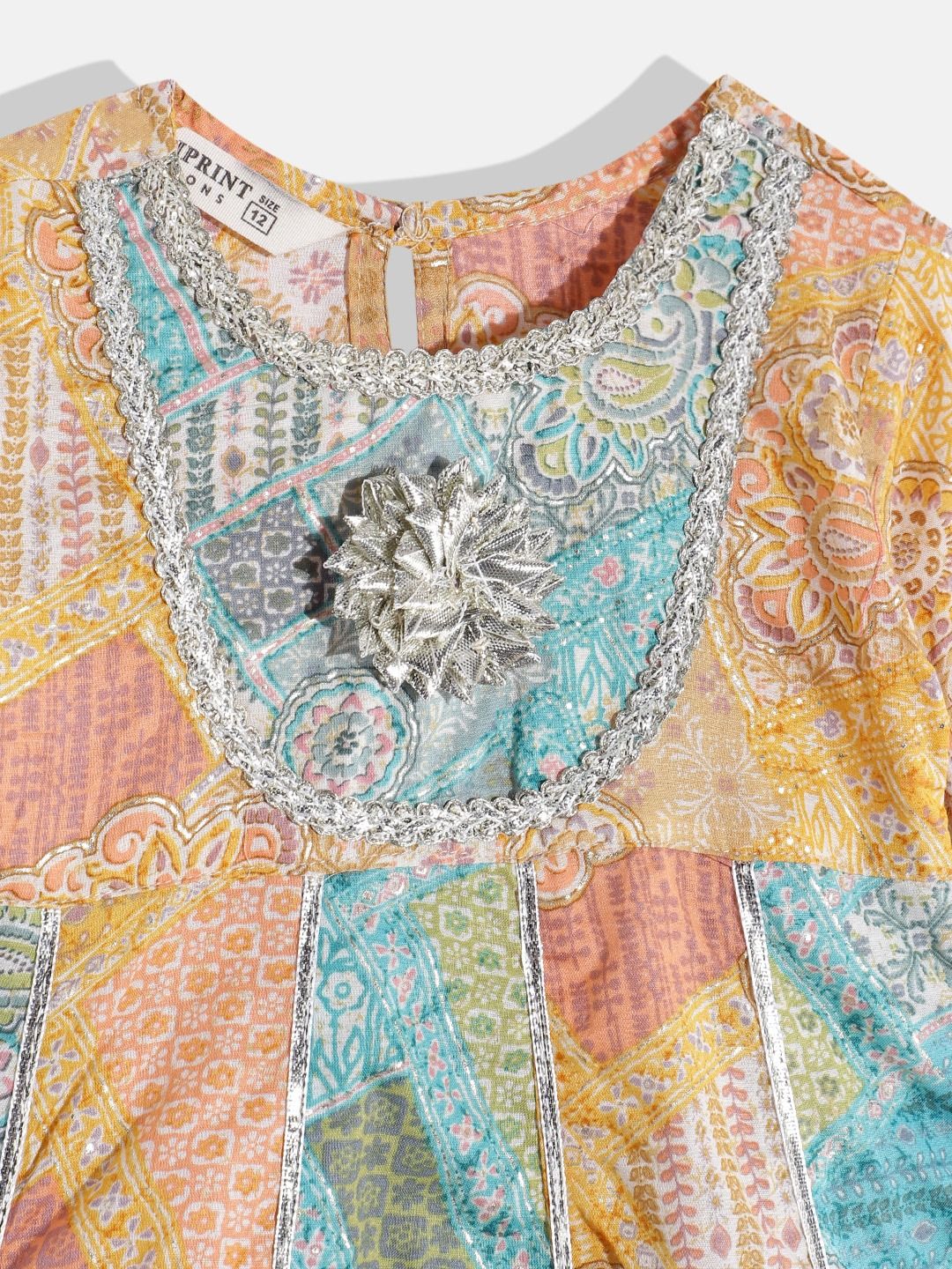 Anarkali Style Cotton Fabric Mustard Color Kurti And Pyjama