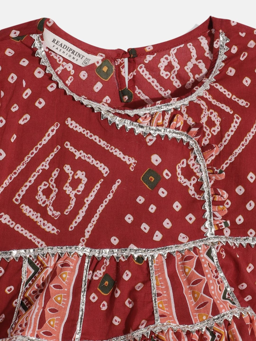 Frock Style Cotton Fabric Maroon Color Kurti With Sharara