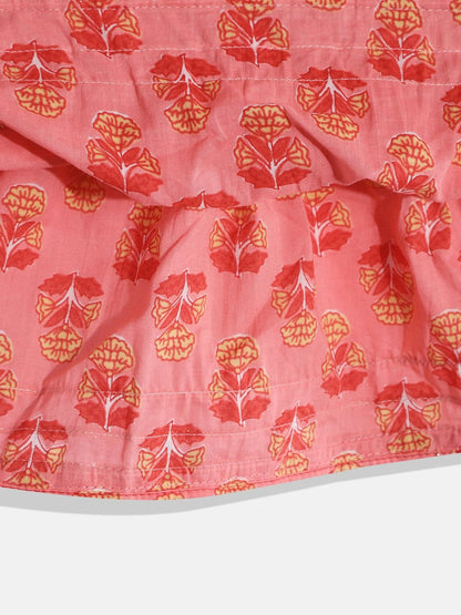 Frock Style Red Color Cotton Fabric Kurti With Sharara