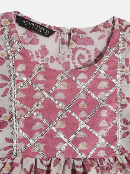 Frock Style Mauve Color Kurta With Sharara