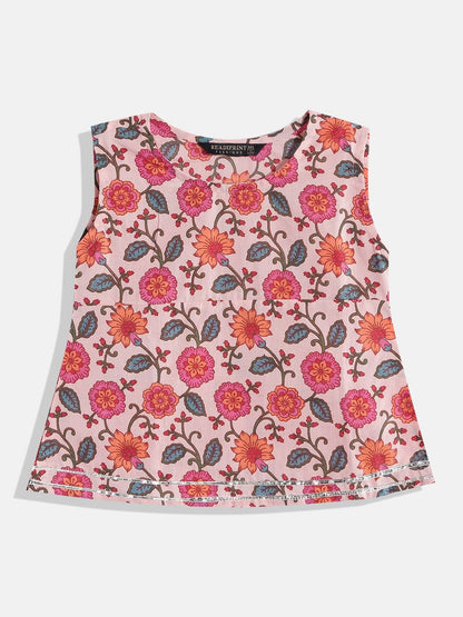 Frock Style Cotton Fabric Peach Color Kurta With Jacket And Sharara