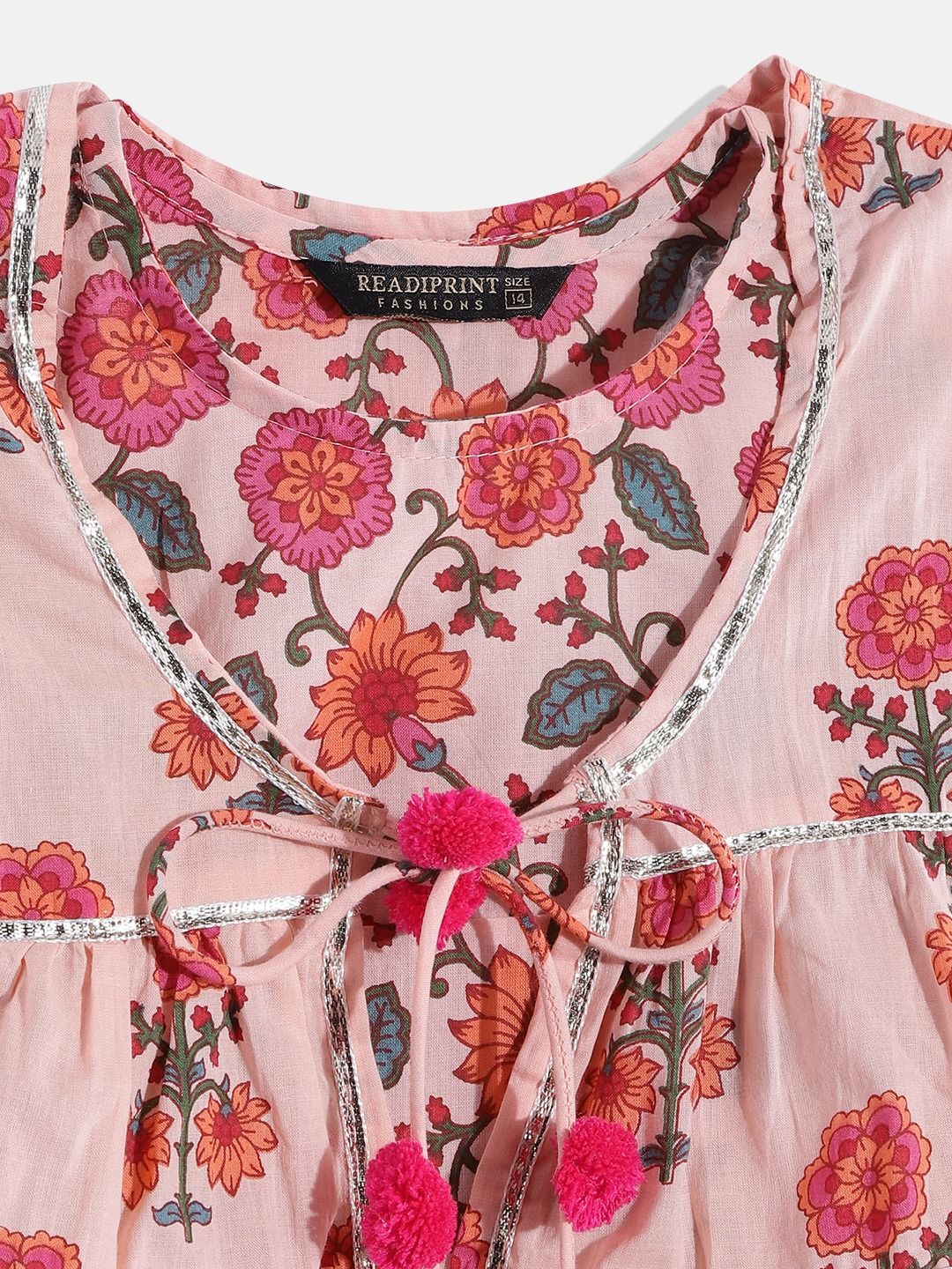 Frock Style Cotton Fabric Peach Color Kurta With Jacket And Sharara