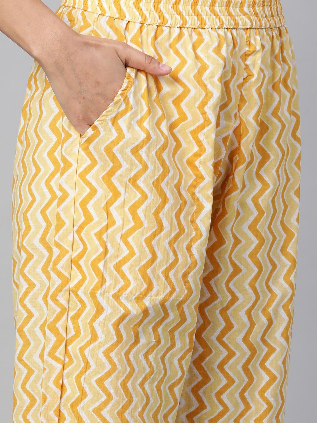 Straight Style Cotton Fabric Mustard Color Kurta With Bottom & Dupatta