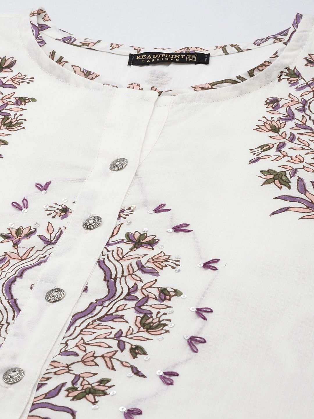 Straight Style Cotton Fabric White Color Kurta With Bottom