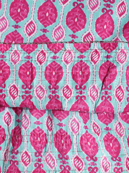 Frock Style Sea Green And Pink Color Printed Kurti With Sharara