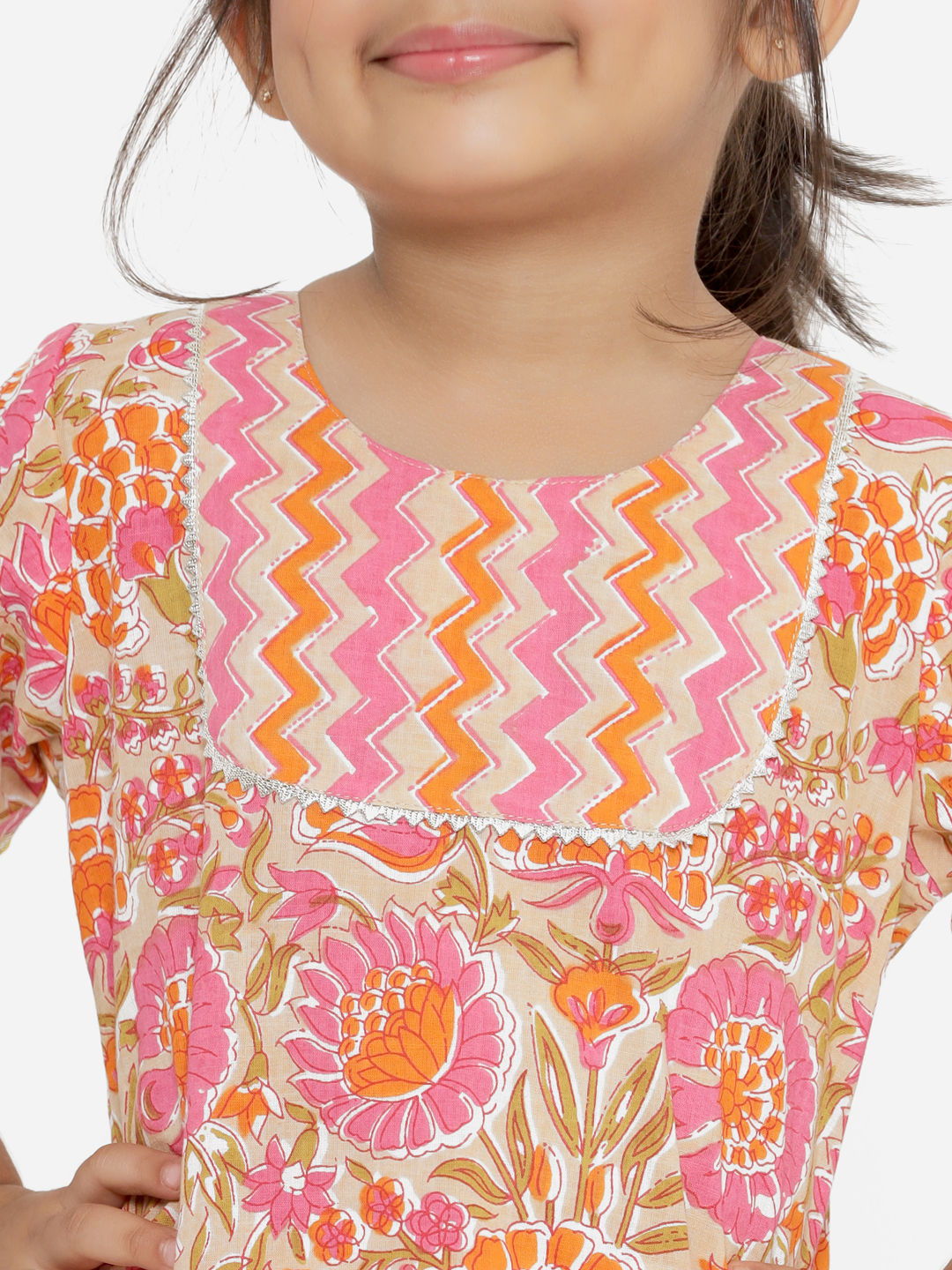 A Line Beige Color Cotton Kurta With Pyjama