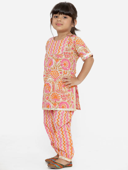 A Line Beige Color Cotton Kurta With Pyjama