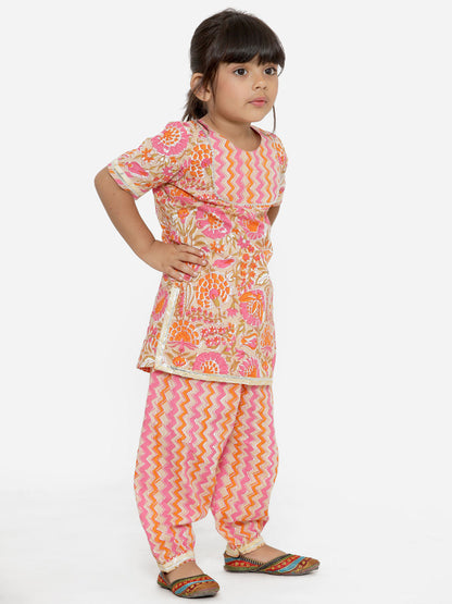 A Line Beige Color Cotton Kurta With Pyjama