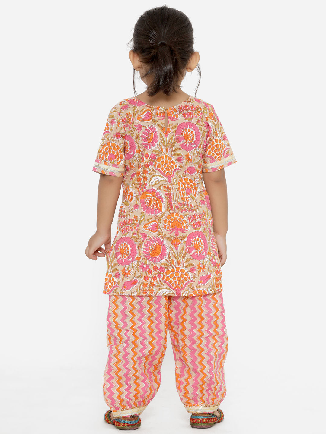A Line Beige Color Cotton Kurta With Pyjama