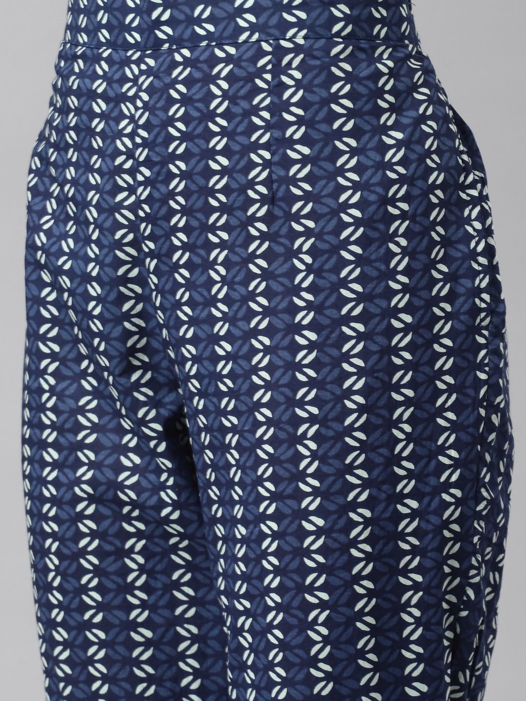 Cotton Fabric Blue Color Straight Style Printed Kurta & Bottom