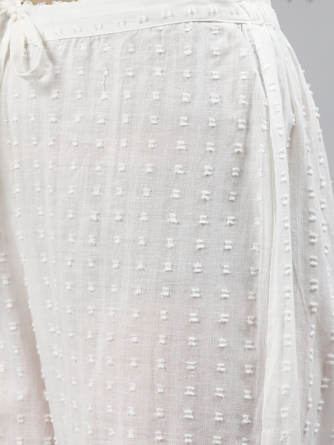 Cotton Fabric White Color Anarkali Style Chikankari Kurta And Bottom