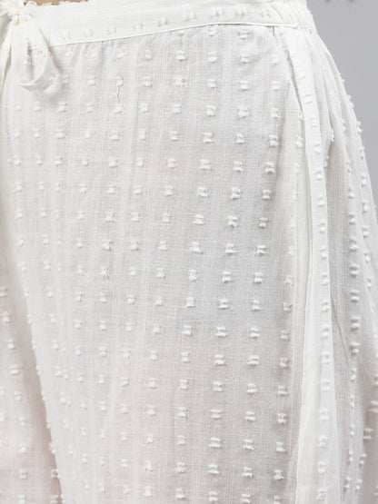 Cotton Fabric White Color Anarkali Style Chikankari Kurta And Bottom