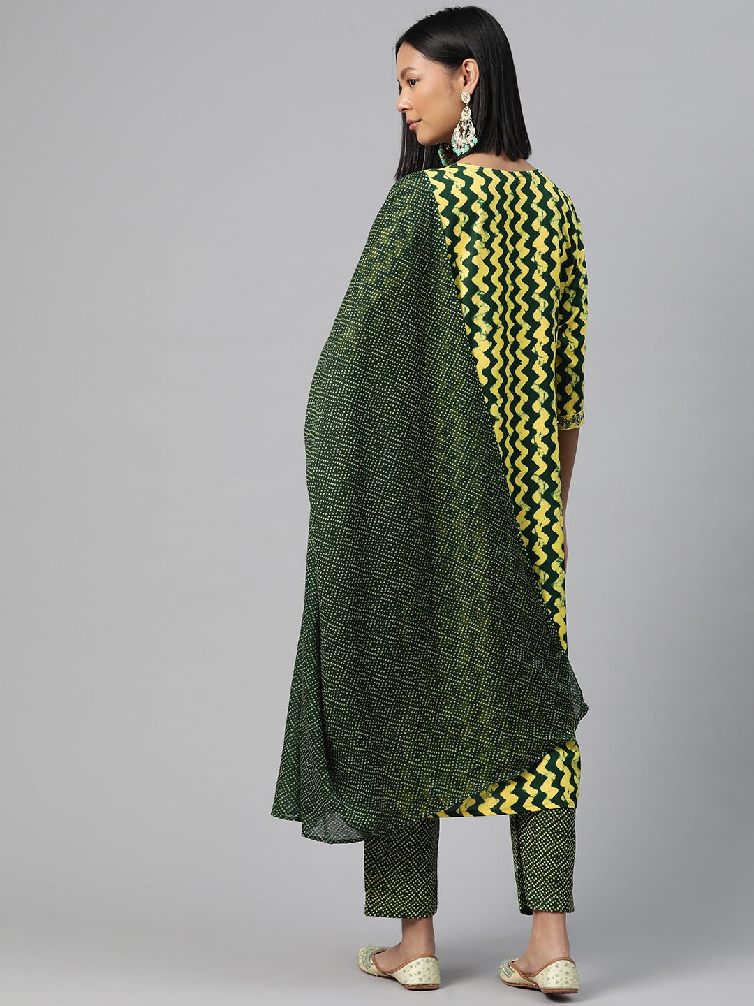 Straight Style Rayon Fabric Green Color Kurta And Bottom With Dupatta