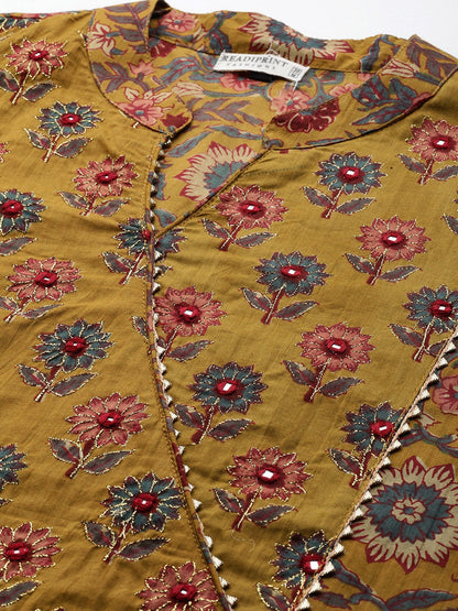 Cotton Floral Straight Kurta Pant And Dupatta