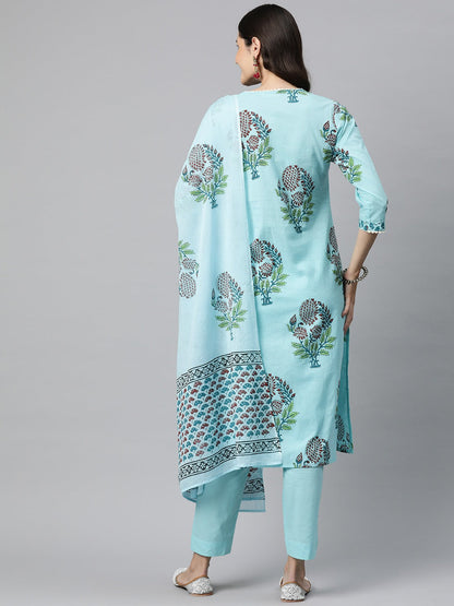 Cotton Printed Straight Kurta Pant And Dupatta