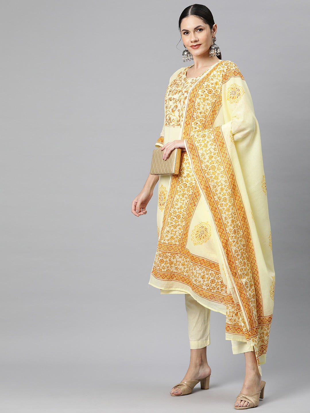 Cotton Printed Straight Kurta Pant And Dupatta