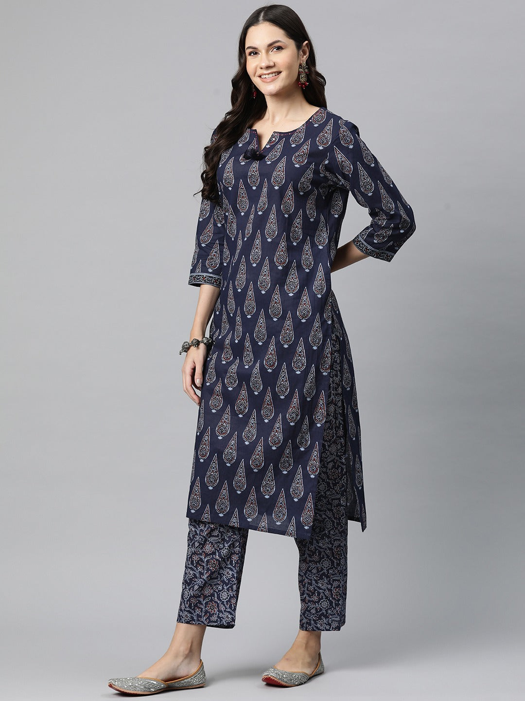 Cotton Printed Straight Kurta Salwar With Dupatta