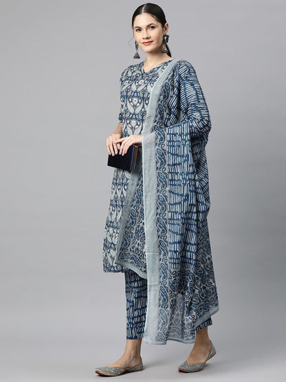 Cotton Printed Straight Kurta Pant And Dupatta
