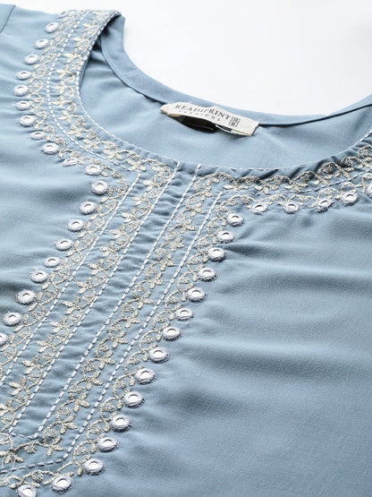 Silk Embroidered Straight Kurta Pant And Dupatta