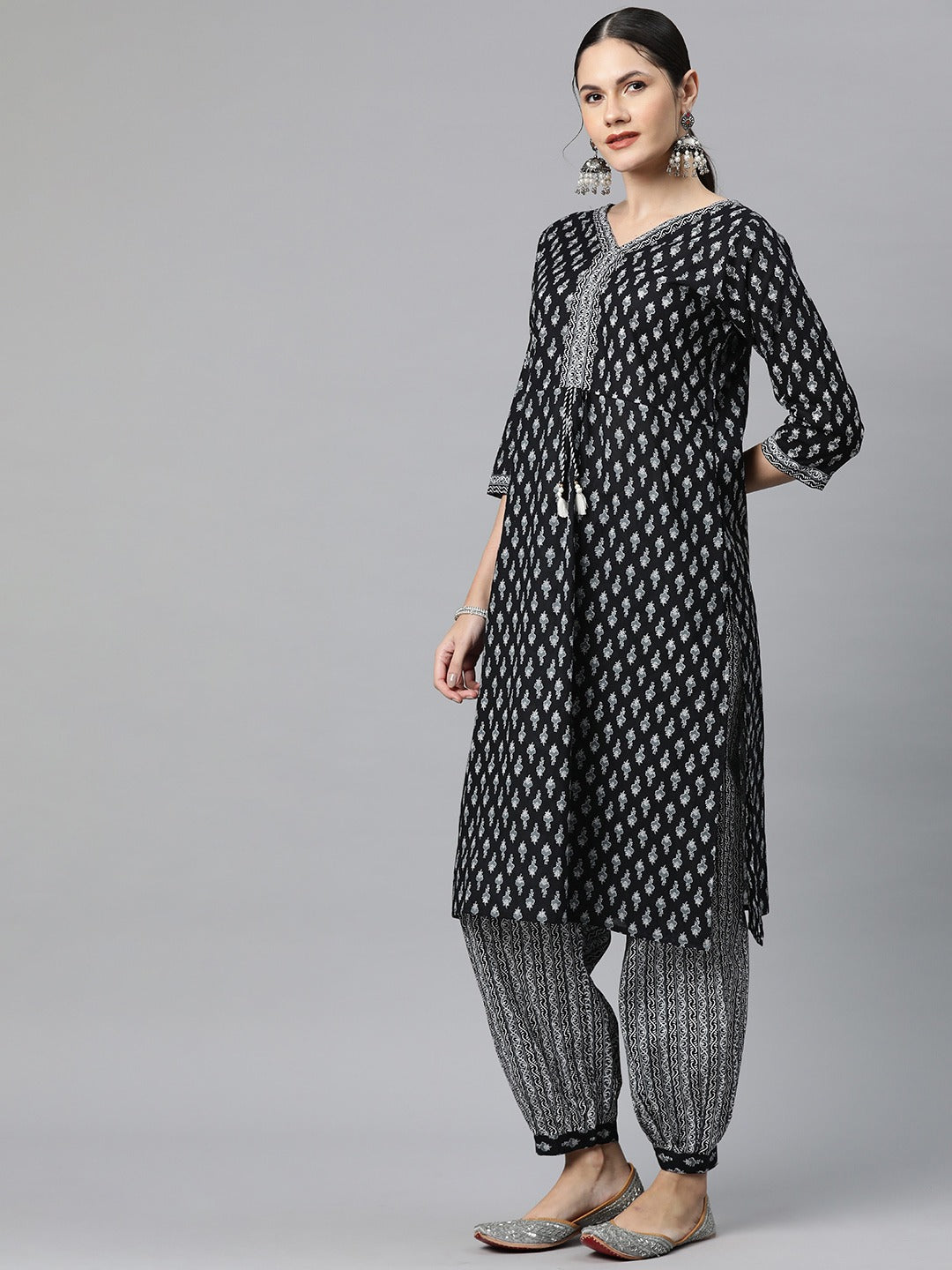 Cotton Floral Straight Kurta Patiala With Dupatta