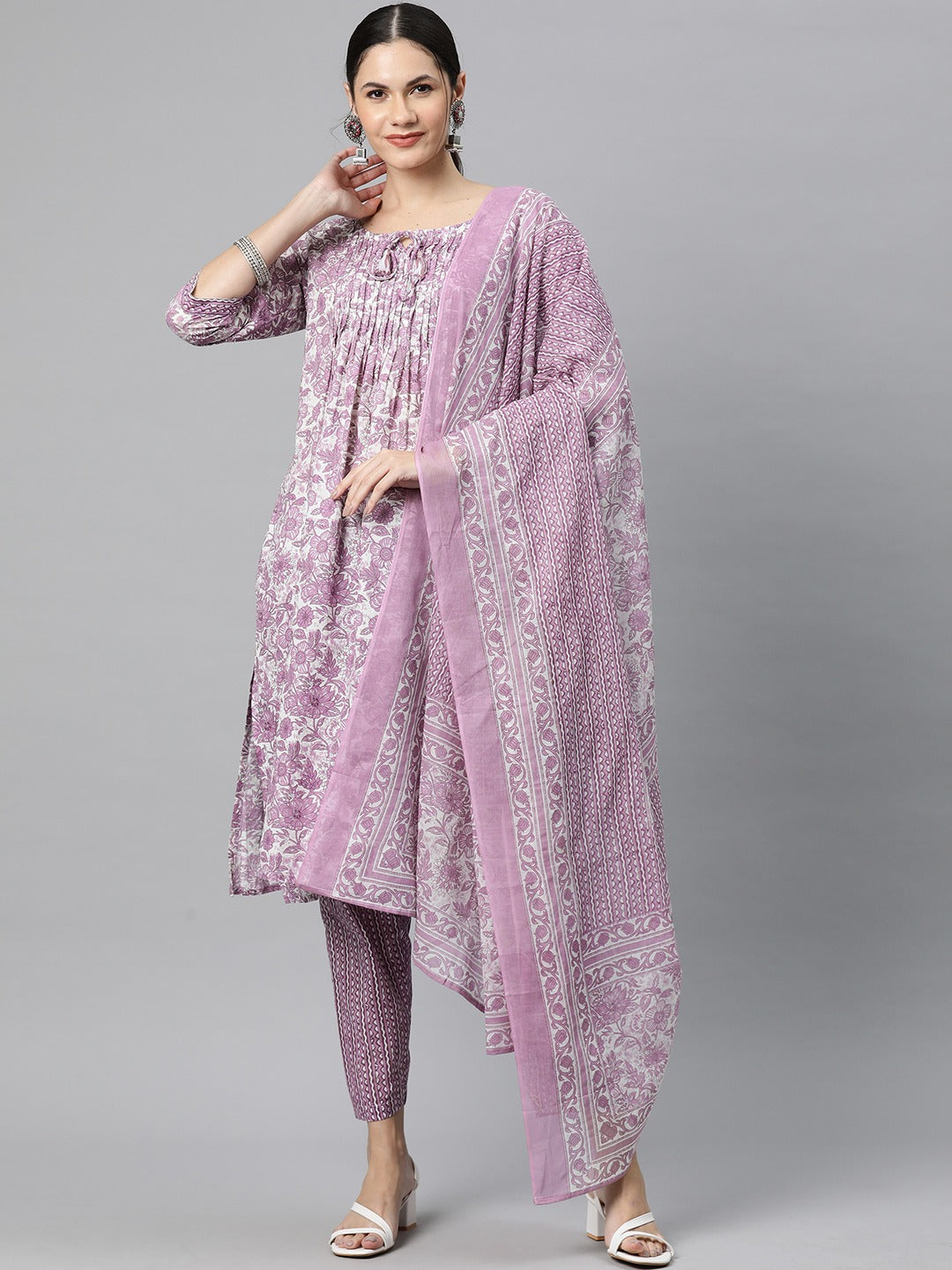 Cotton Floral Straight Kurta Pant And Dupatta