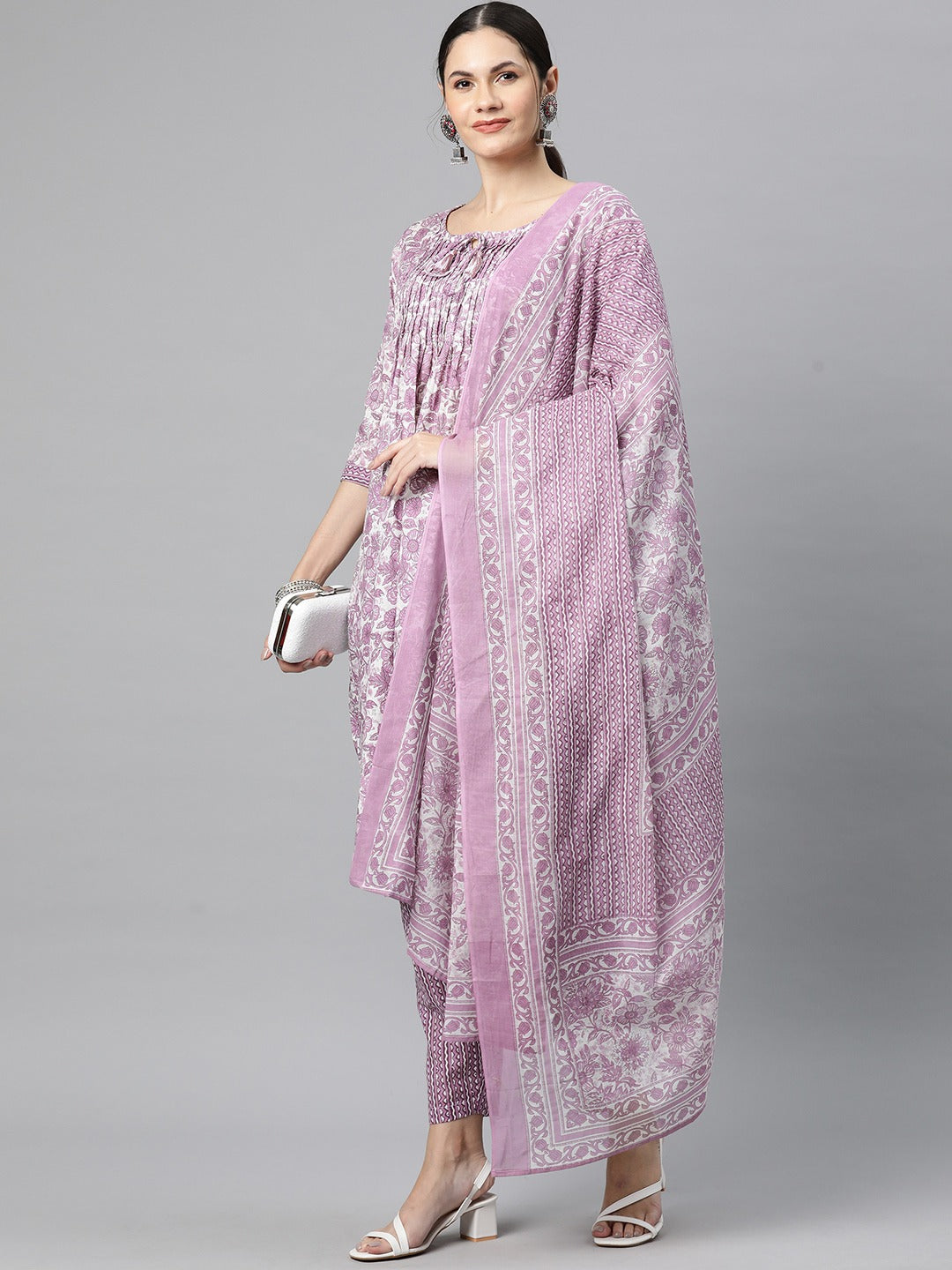 Cotton Floral Straight Kurta Pant And Dupatta