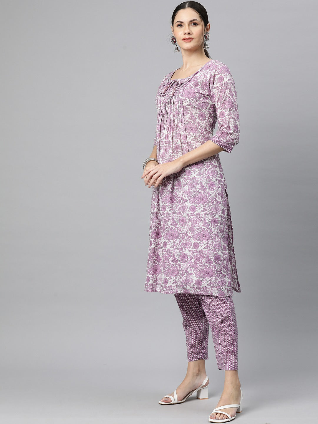 Cotton Floral Straight Kurta Pant And Dupatta