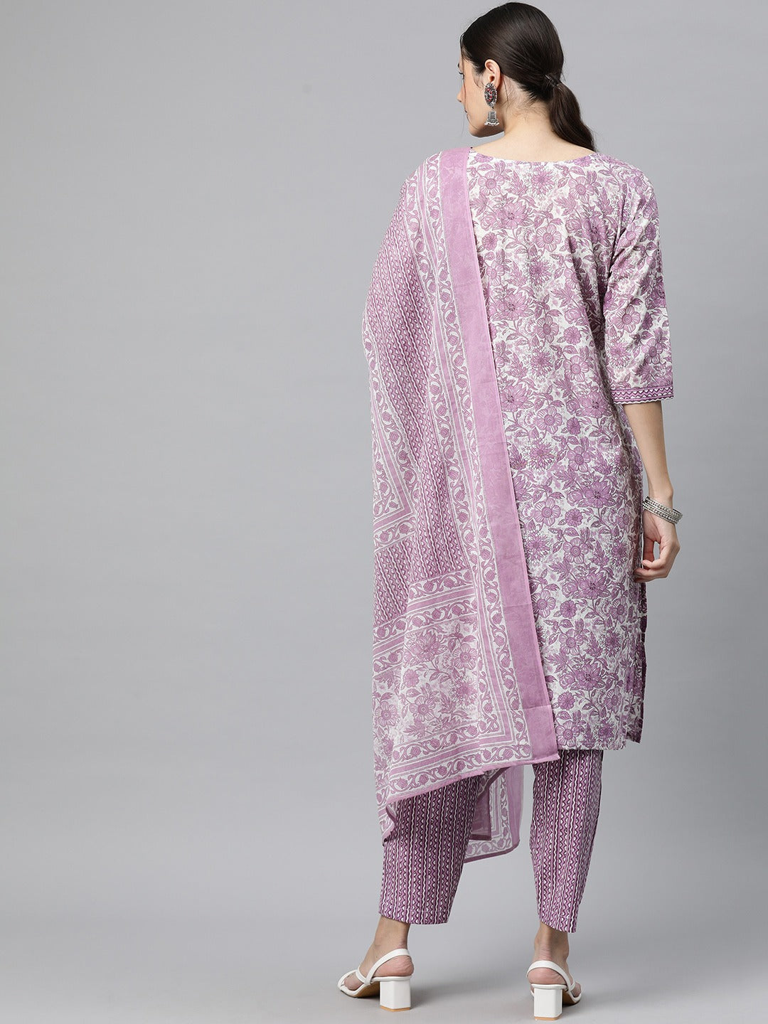 Cotton Floral Straight Kurta Pant And Dupatta