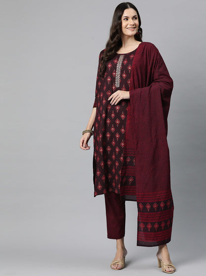 Cotton Printed Straight Kurta Pant And Dupatta