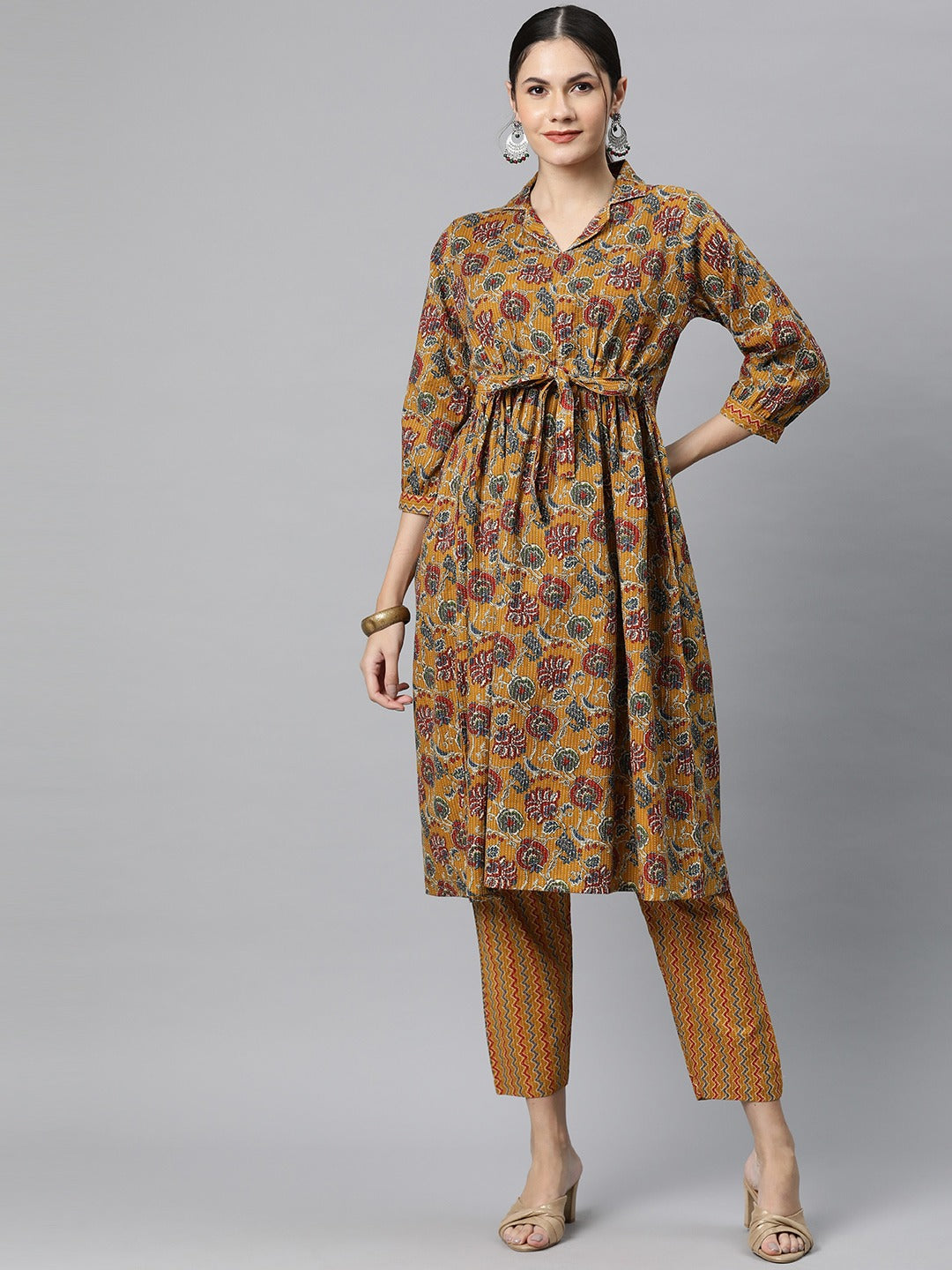 Cotton Floral Anarkali Kurta With Trouser