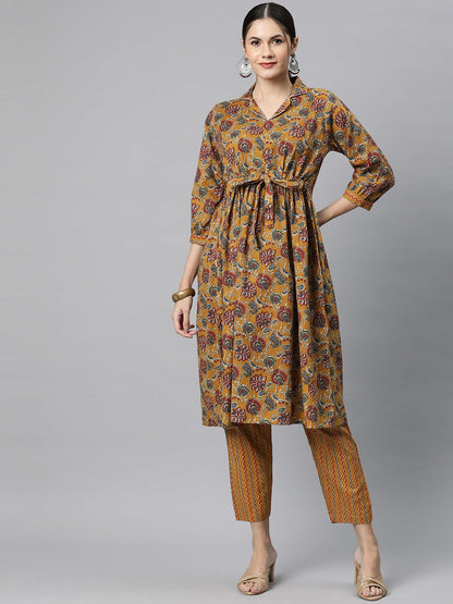 Cotton Floral Anarkali Kurta With Trouser