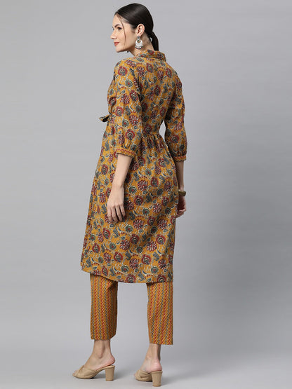 Cotton Floral Anarkali Kurta With Trouser